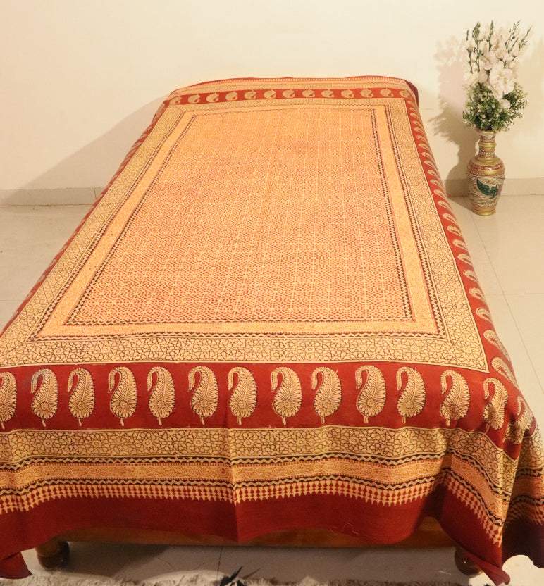 Hand Block Printed Bagh Cotton Single Bed Bed Sheet