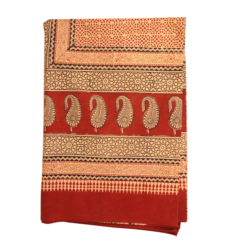 Hand Block Printed Bagh Cotton Single Bed Bed Sheet