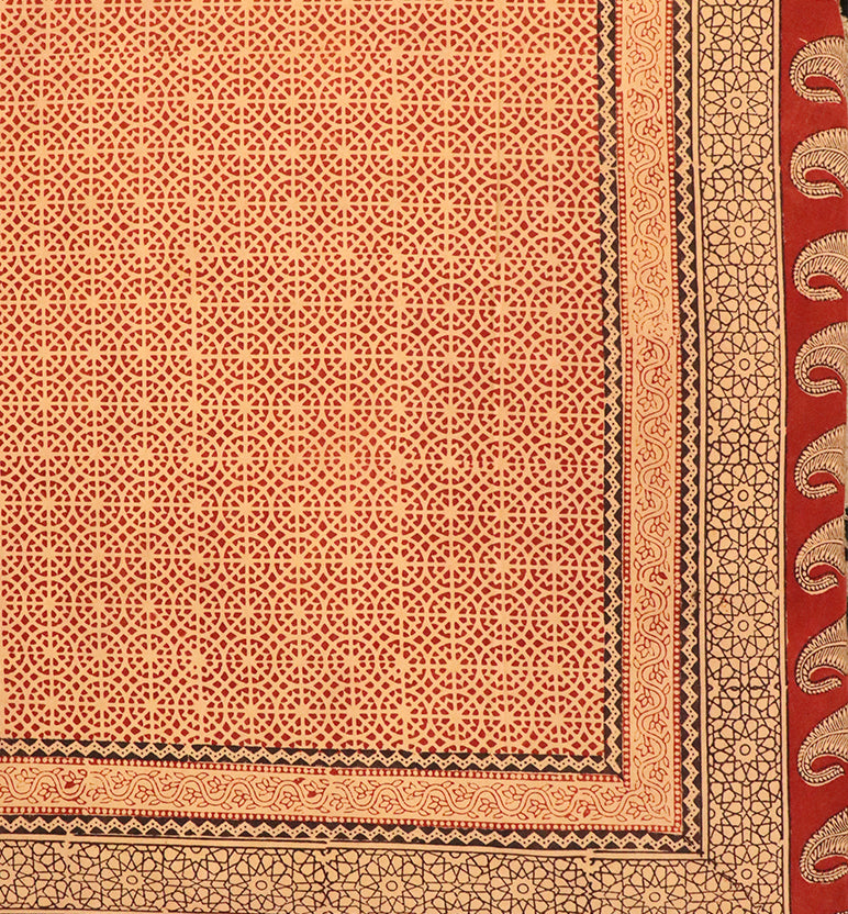 Hand Block Printed Bagh Cotton Single Bed Bed Sheet