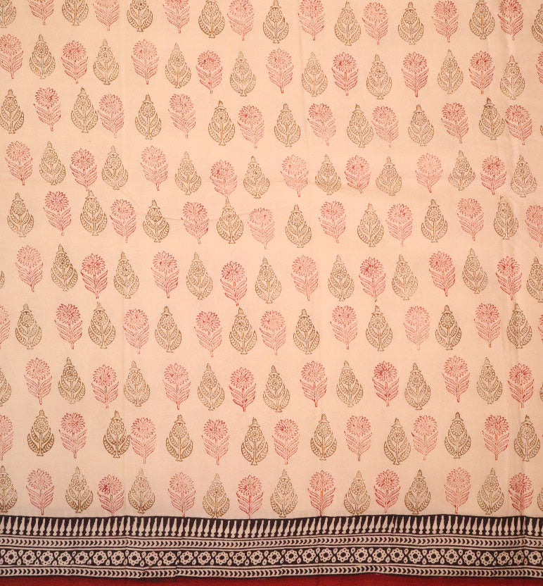 Bagh Hand Block Printed Cotton Saree – Traditional Natural Dye Drape