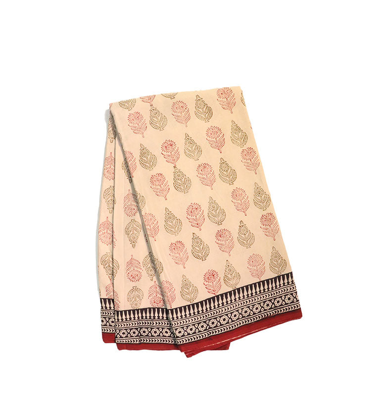 Bagh Hand Block Printed Cotton Saree – Traditional Natural Dye Drape