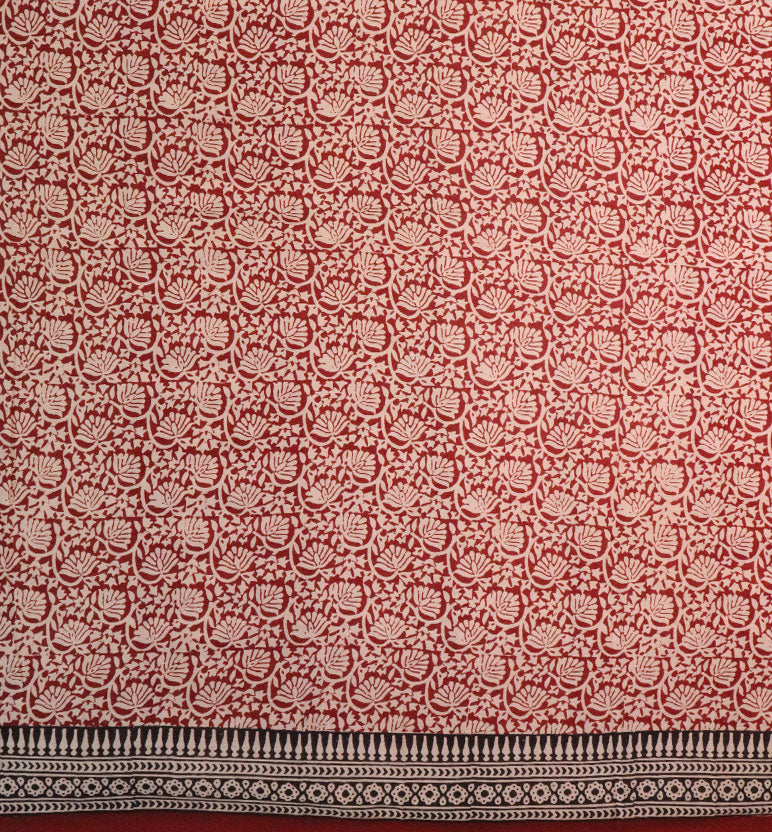 Bagh Hand Block Printed Cotton Saree – Traditional Natural Dye Drape