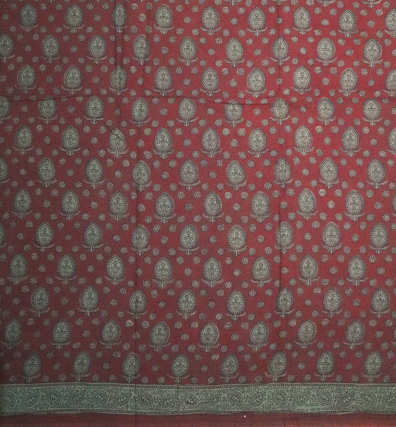 Bagh Hand Block Printed Cotton Saree – Traditional Natural Dye Drape