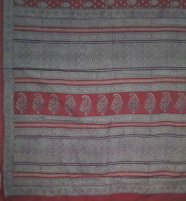 Bagh Hand Block Printed Cotton Saree – Traditional Natural Dye Drape