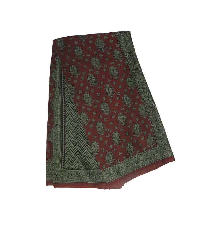 Bagh Hand Block Printed Cotton Saree – Traditional Natural Dye Drape