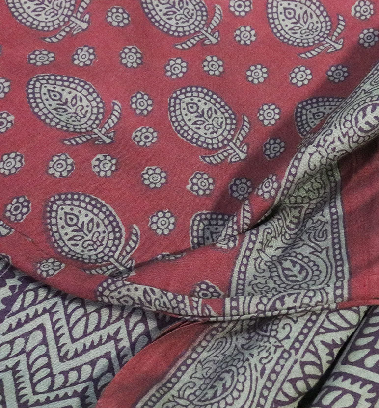 Bagh Hand Block Printed Cotton Saree – Traditional Natural Dye Drape