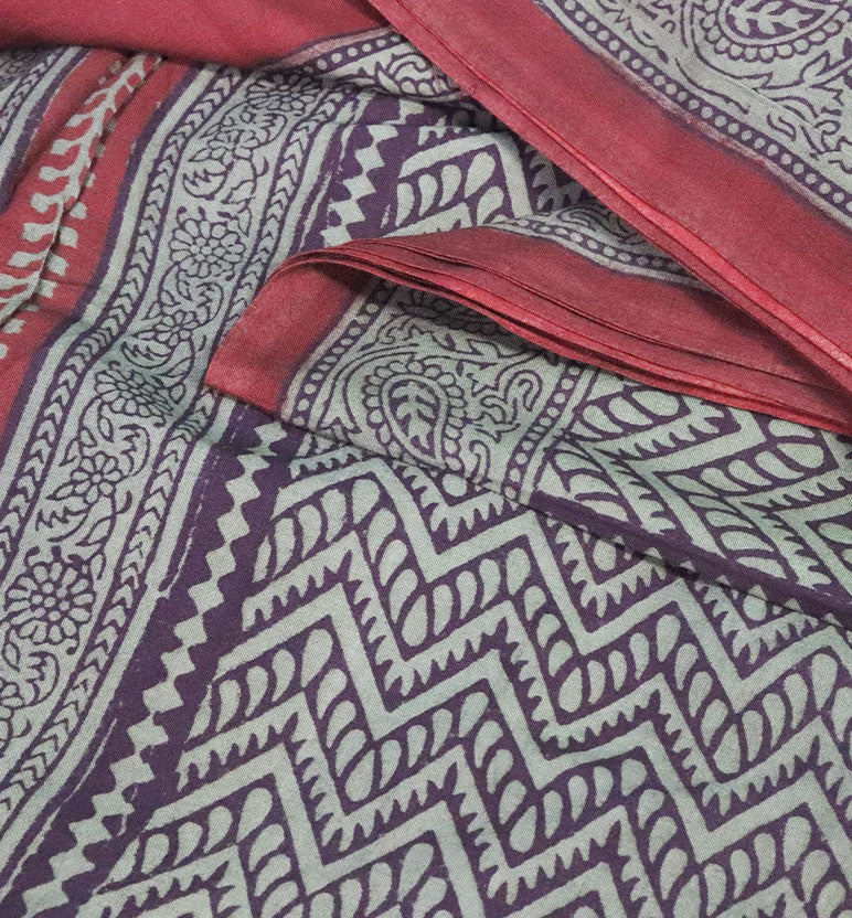 Bagh Hand Block Printed Cotton Saree – Traditional Natural Dye Drape
