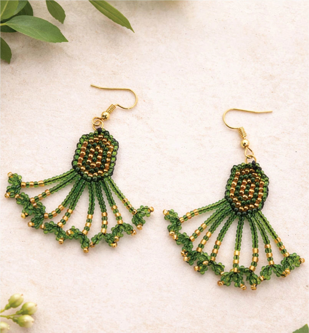 Handcrafted Geometric Beaded Mangalsutra Set with Earrings