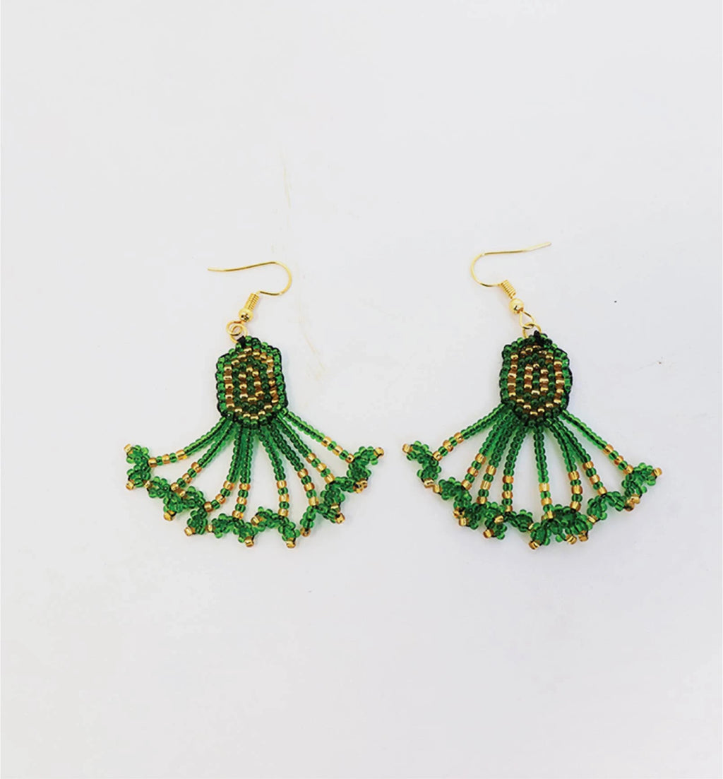 Handcrafted Geometric Beaded Mangalsutra Set with Earrings