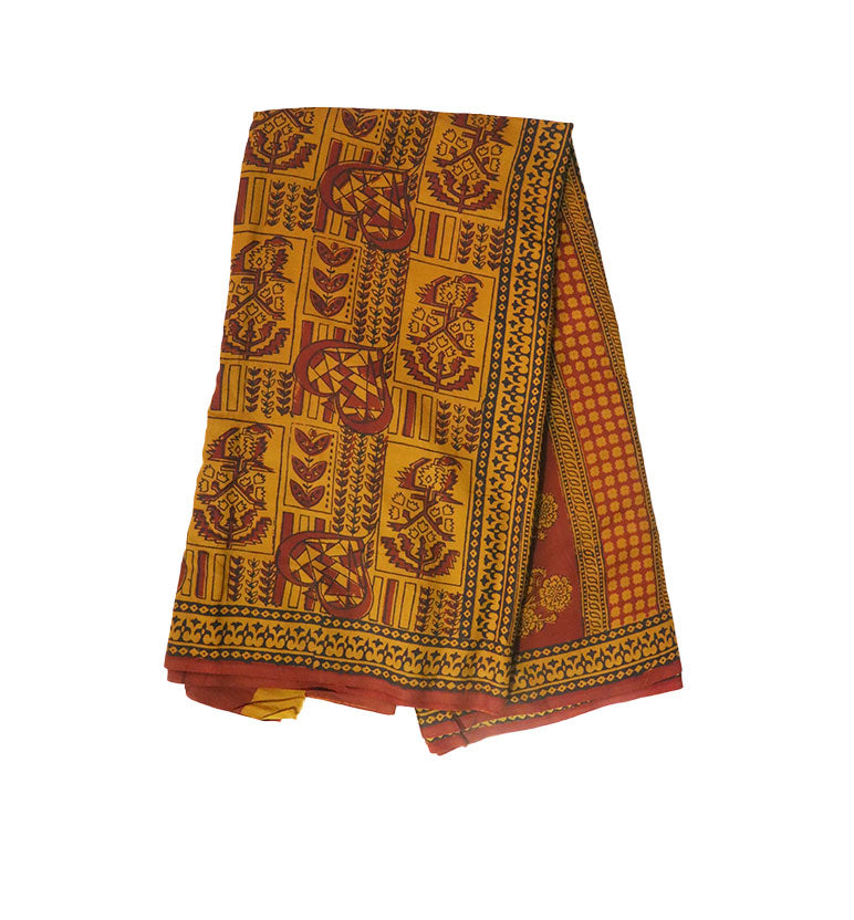 Bagh Hand Block Printed Cotton Saree – Traditional Natural Dye Drape