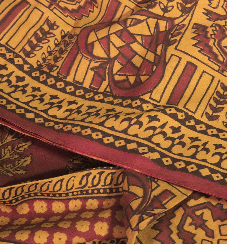 Bagh Hand Block Printed Cotton Saree – Traditional Natural Dye Drape