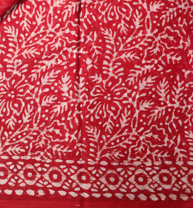 Handcrafted Batik Print Cotton Saree with Blouse Piece