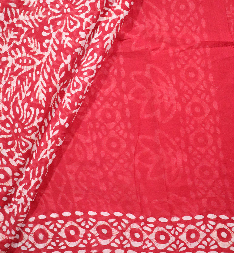 Handcrafted Batik Print Cotton Saree with Blouse Piece