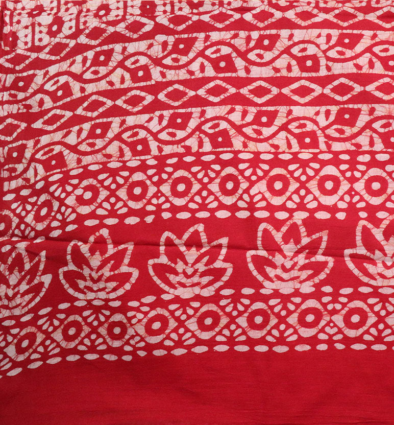 Handcrafted Batik Print Cotton Saree with Blouse Piece