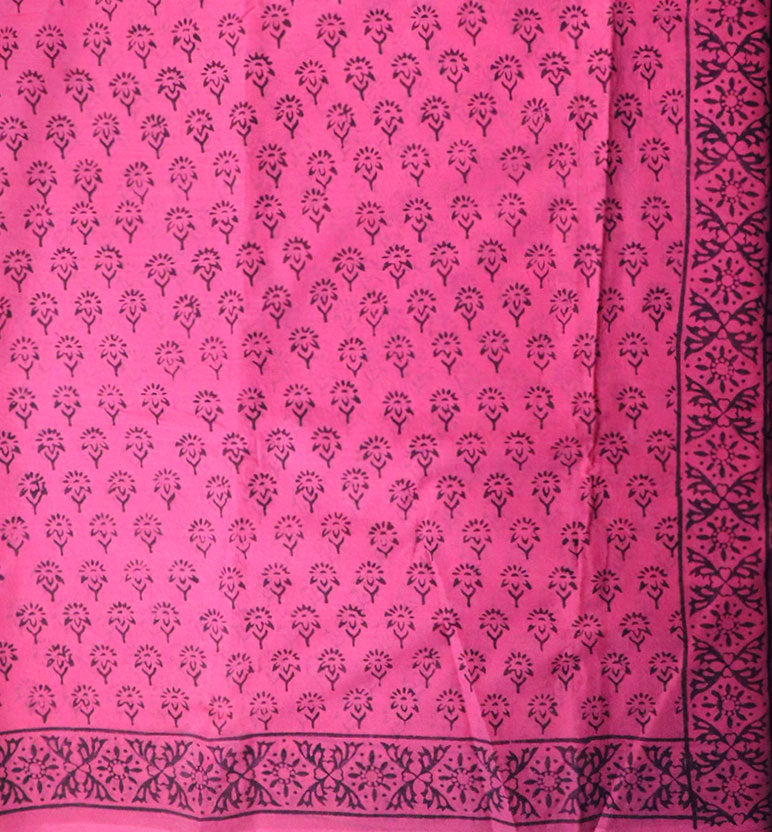 Handcrafted Batik Print Cotton Saree with Blouse Piece