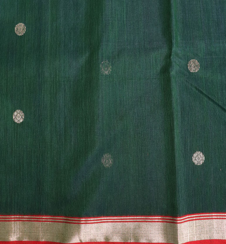 Handloom Chanderi Silk Mercerized Cotton Saree with Meena Booti