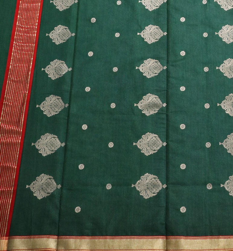 Handloom Chanderi Silk Mercerized Cotton Saree with Meena Booti
