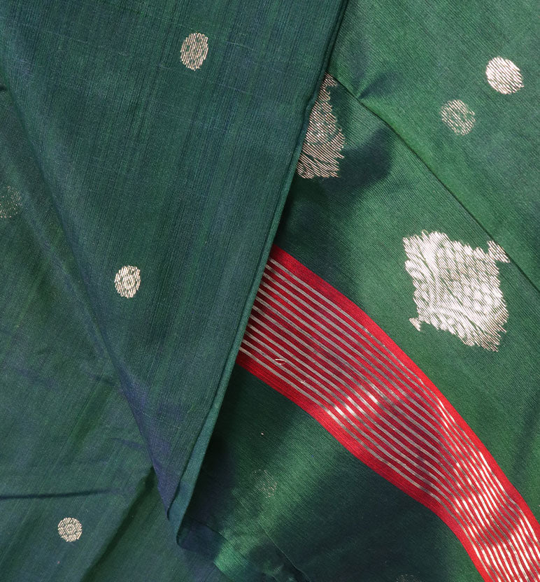 Handloom Chanderi Silk Mercerized Cotton Saree with Meena Booti