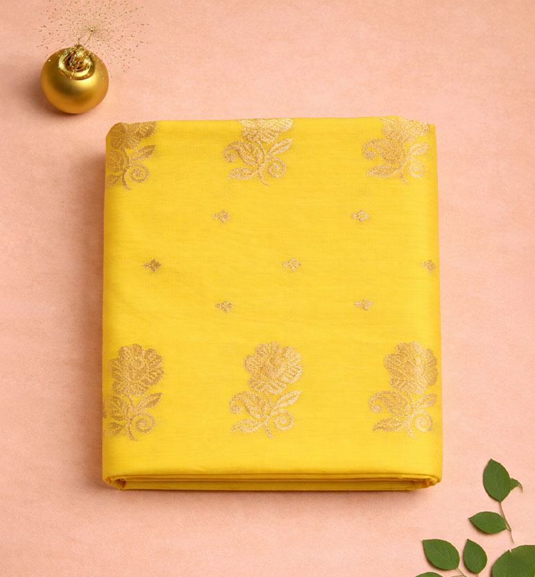 Handloom Chanderi Silk  Mercerized Cotton Saree with Meena Booti