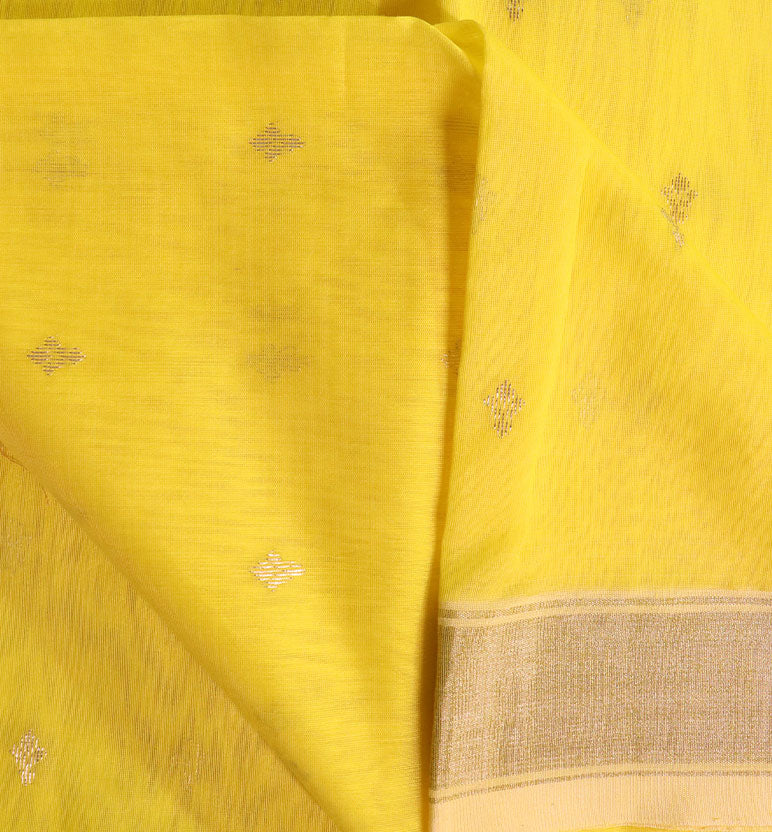 Handloom Chanderi Silk  Mercerized Cotton Saree with Meena Booti