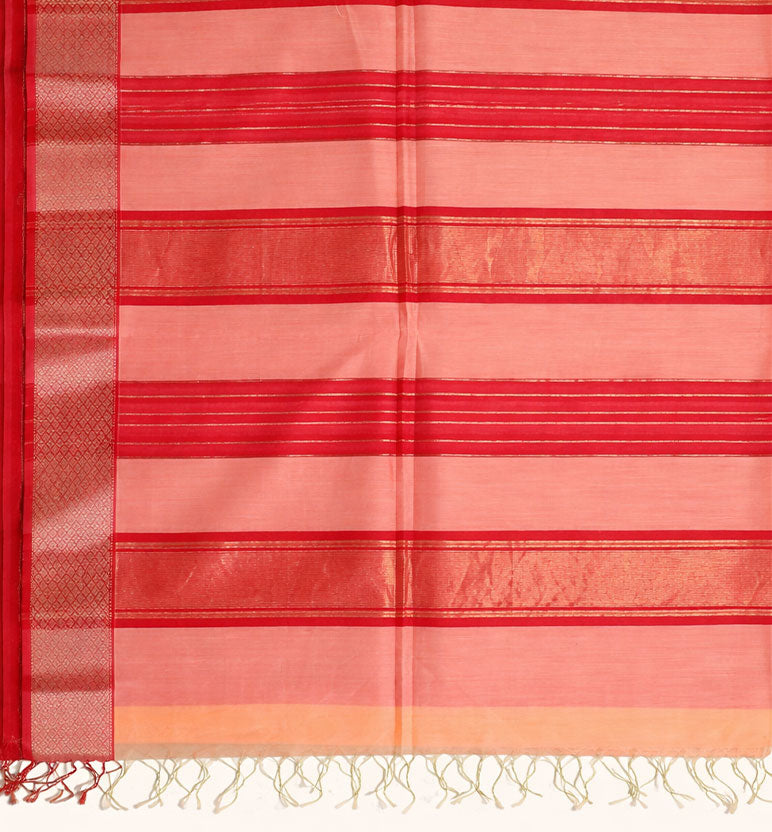 Traditional Handloom Maheshwari Silk-Blend Saree