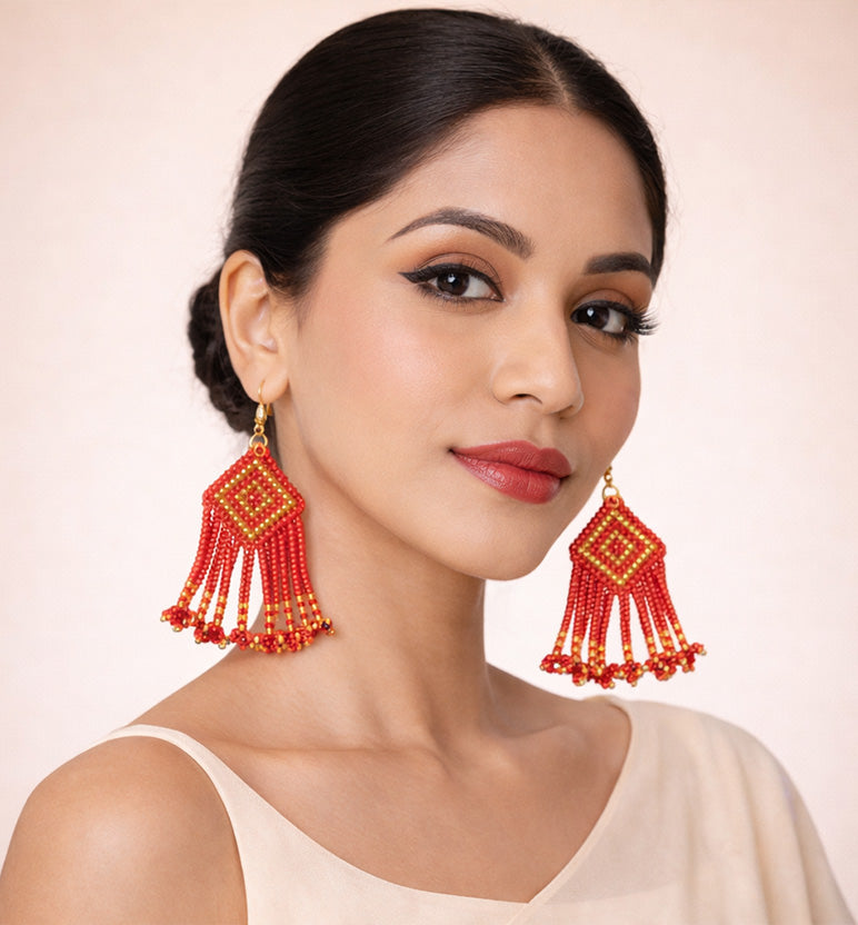 Handcrafted Geometric Beaded Earrings