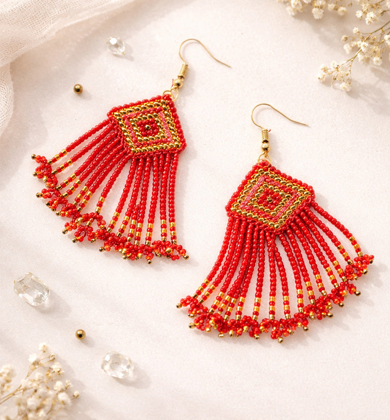Handcrafted Geometric Beaded Earrings