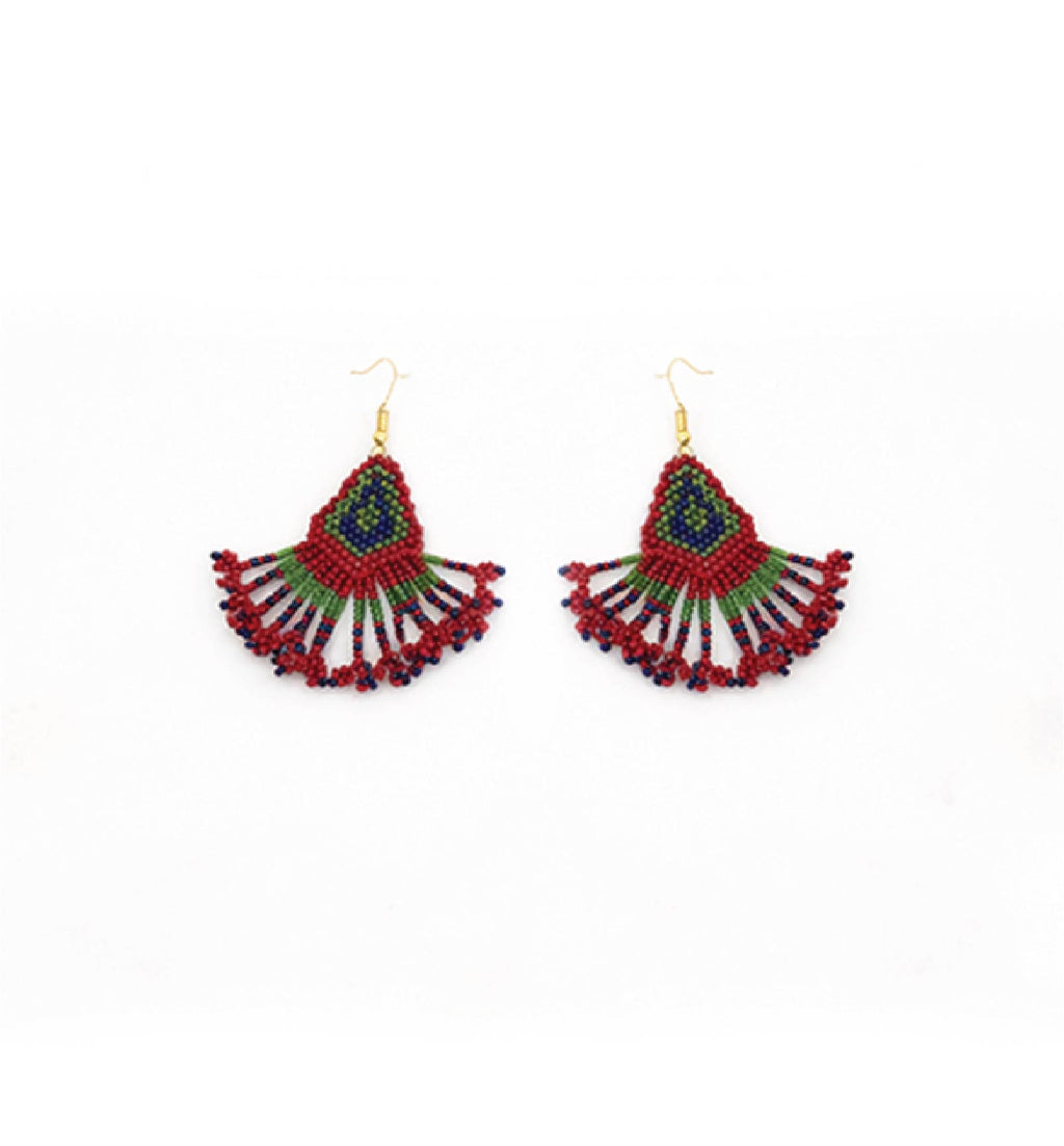 Handcrafted Geometric Beadwork Choker Necklace Set with Earrings