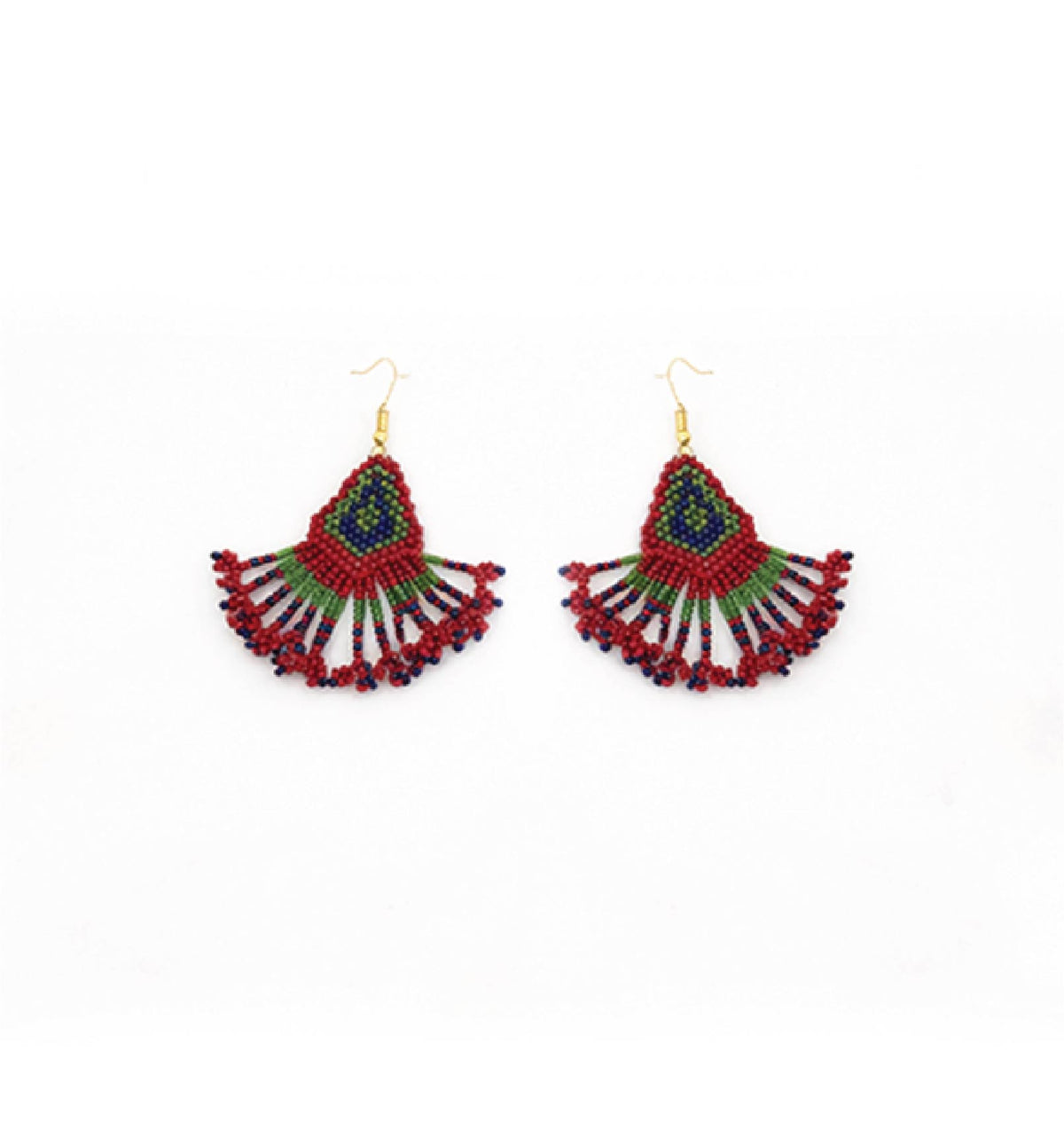 Handcrafted Geometric Beadwork Choker Necklace Set with Earrings