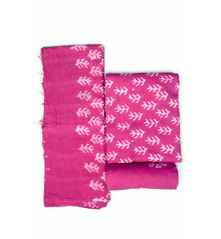 Handcrafted Batik Print Unstitched 3-Piece Suit Set