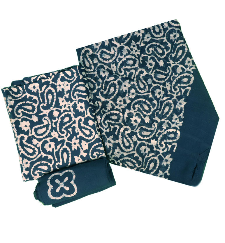 Handcrafted Batik Print Unstitched 3-Piece Suit Set