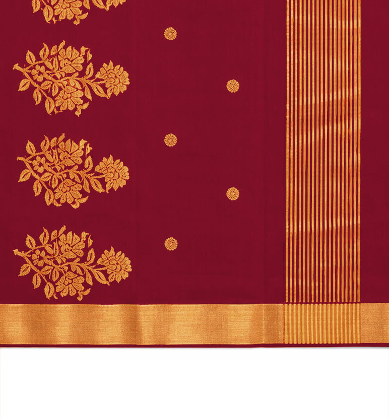 Handloom Chanderi Silk Mercerized Cotton Saree with Meena Booti
