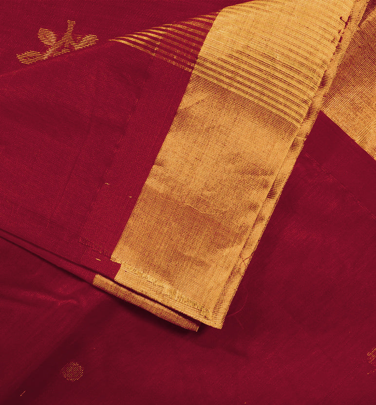 Handloom Chanderi Silk Mercerized Cotton Saree with Meena Booti