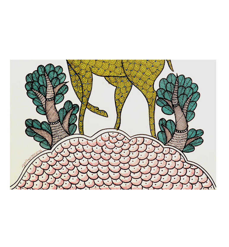 Handcrafted Gond  Antelope Painting | Traditional Tribal Folk Art of Madhya Pradesh