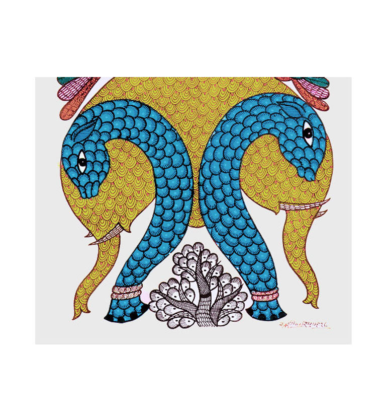 Handcrafted Gond Elephant Painting  | Traditional Tribal Folk Art of Madhya Pradesh