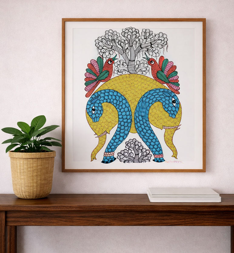 Handcrafted Gond Elephant Painting  | Traditional Tribal Folk Art of Madhya Pradesh