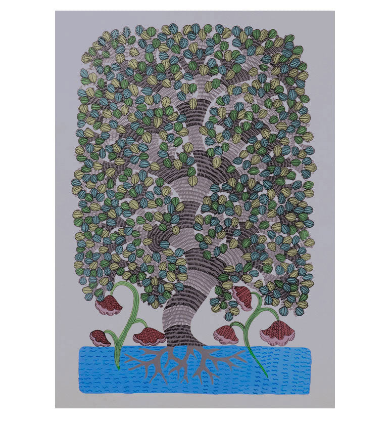 Handcrafted Gond Painting – Tree of Life | Traditional Tribal Art