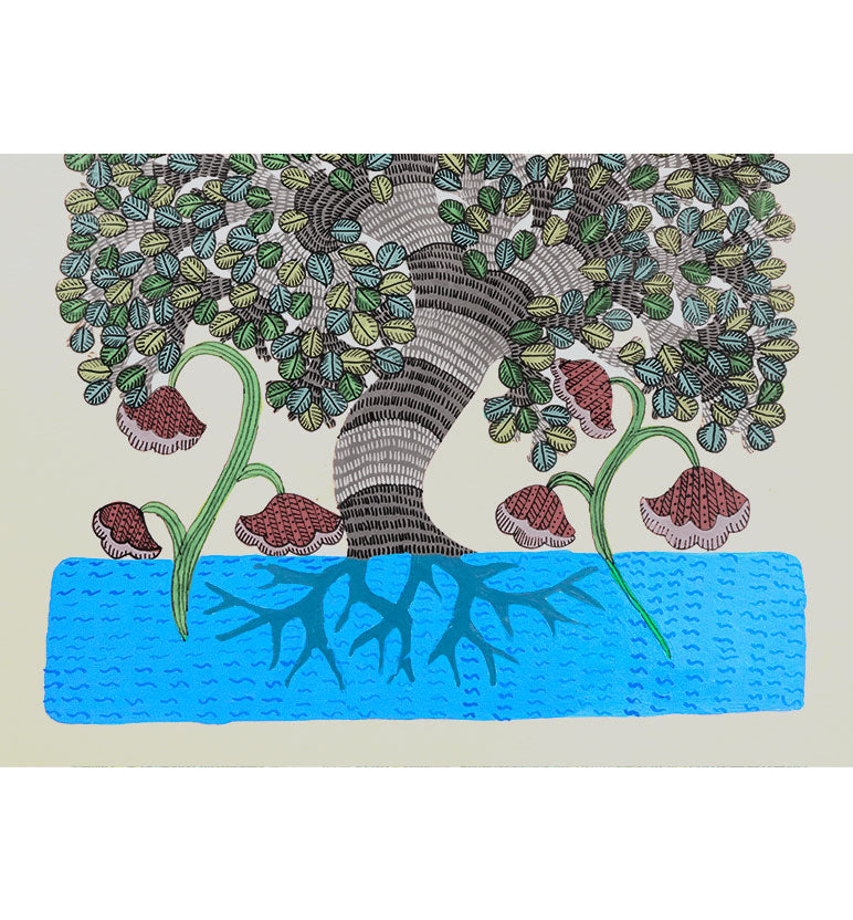 Handcrafted Gond Painting – Tree of Life | Traditional Tribal Art