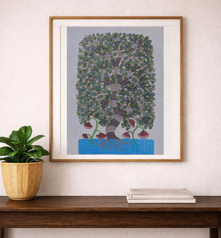 Handcrafted Gond Painting – Tree of Life | Traditional Tribal Art