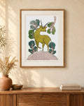 Original Gond painting shown framed on a wall