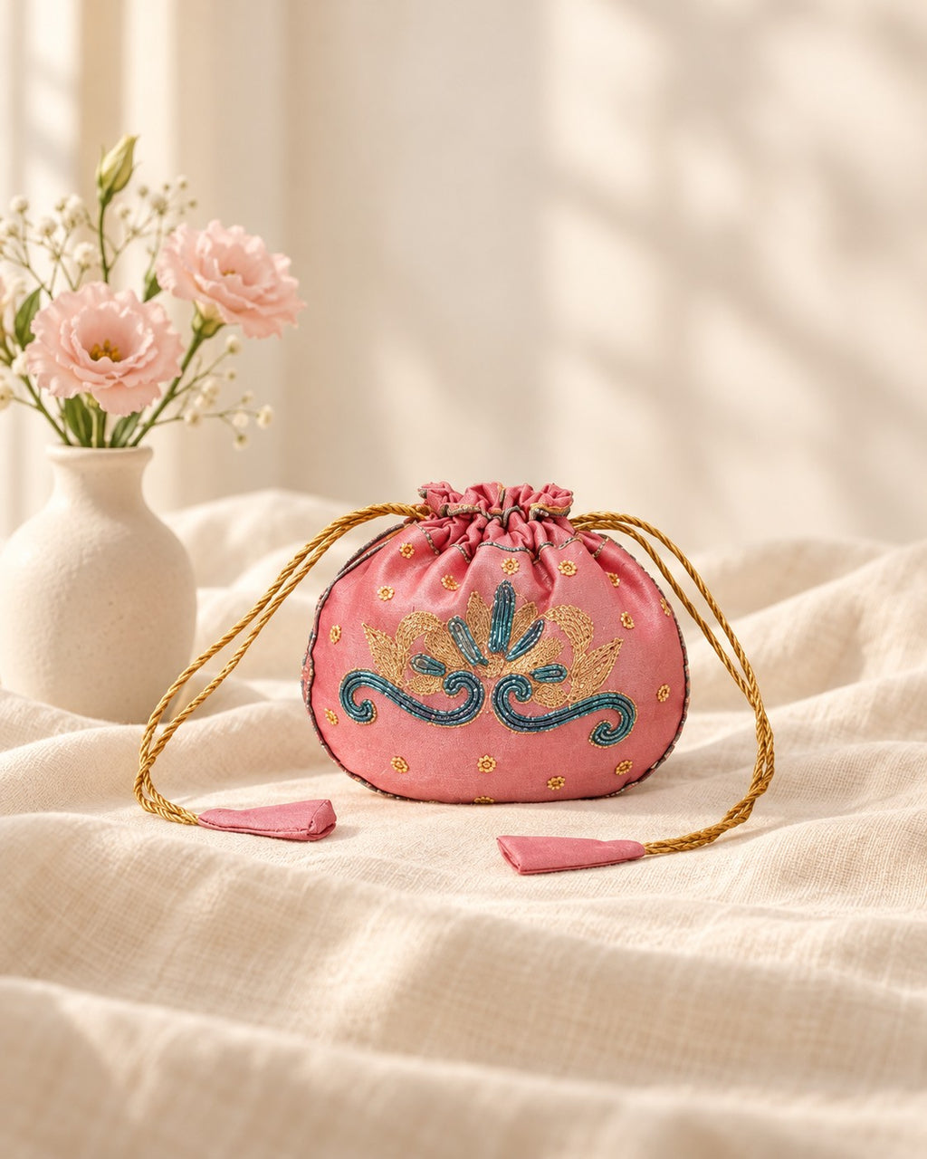 Styled photograph of the handcrafted bag