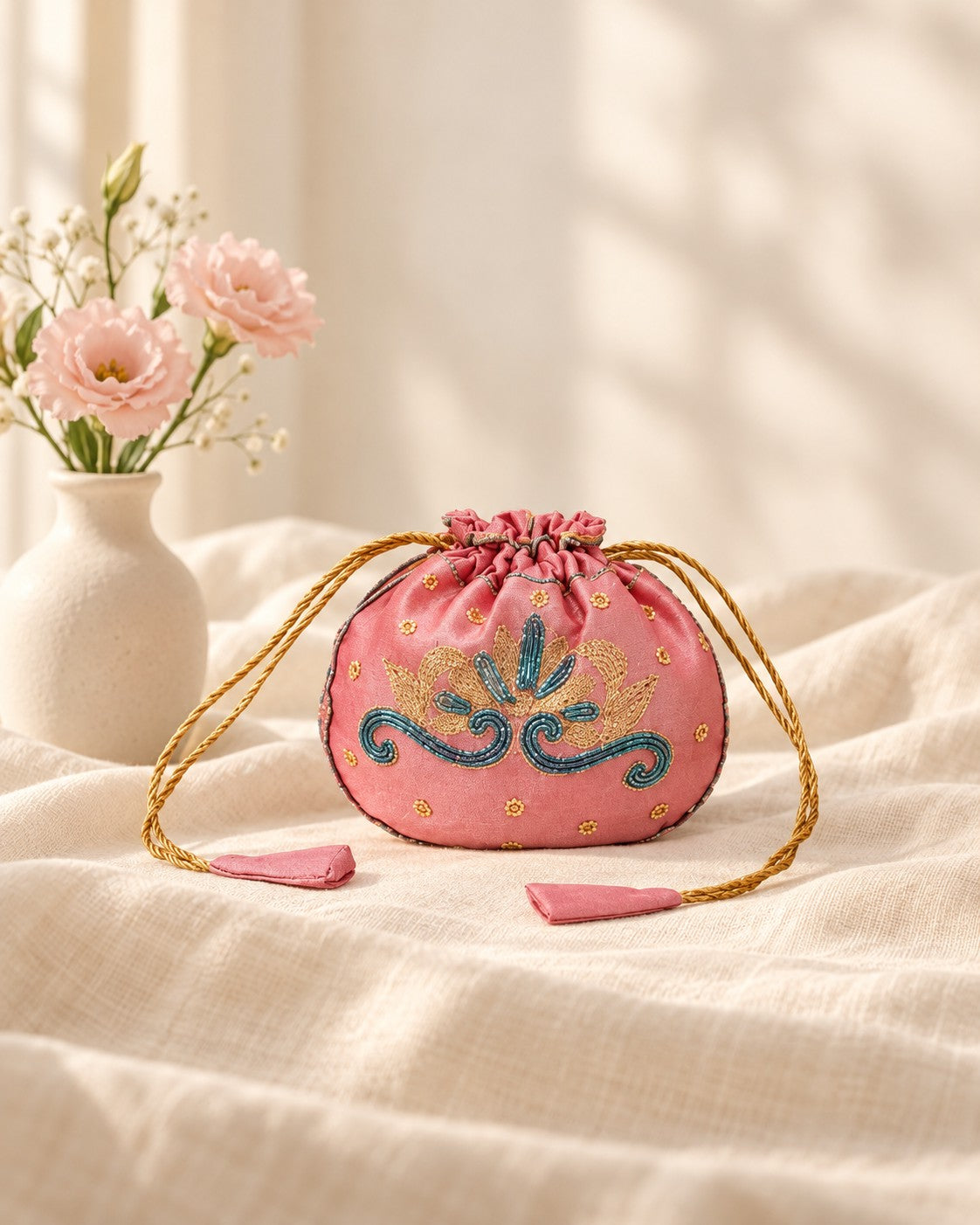 Styled photograph of the handcrafted bag
