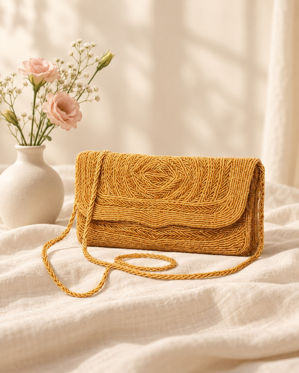 Styled photograph of the handcrafted bag