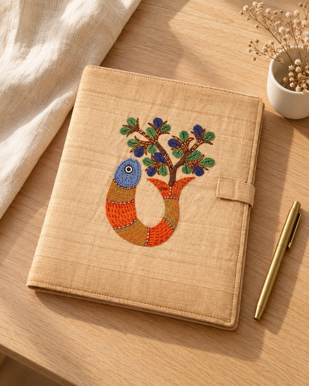 Styled photograph of the handmade file folder