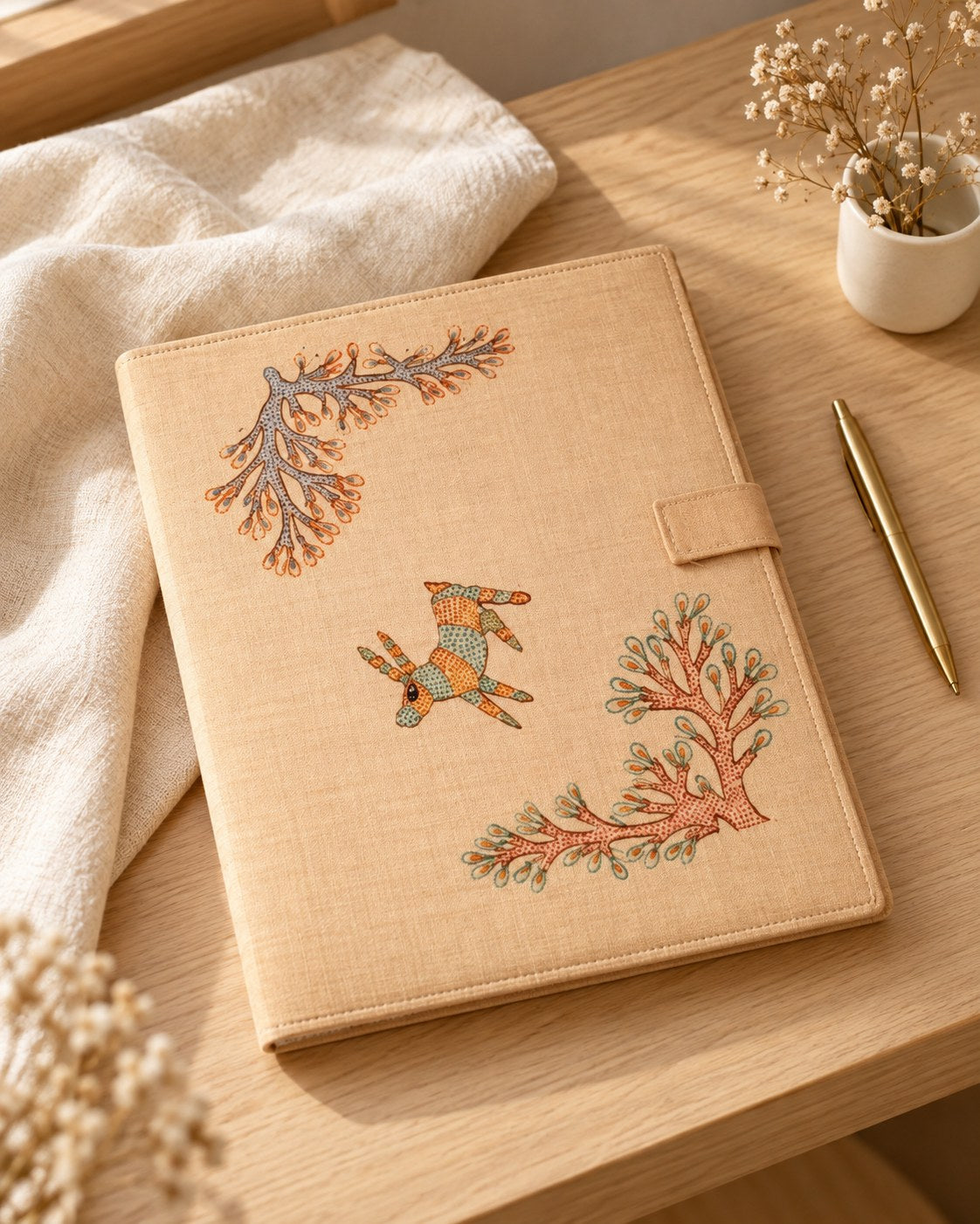 Styled photograph of the handmade file folder