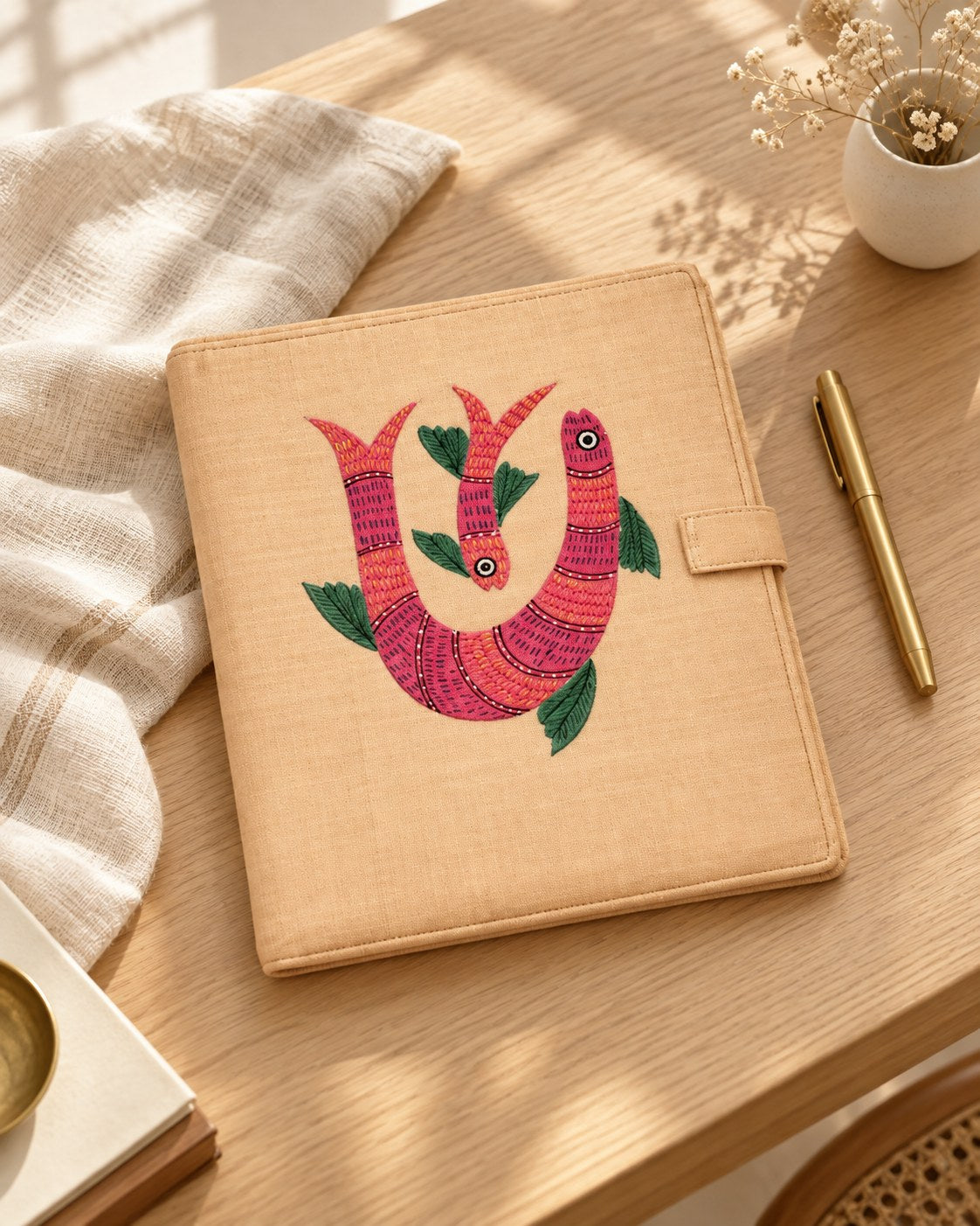 Styled photograph of the handmade file folder