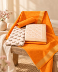 Styled photograph of the unstitched dress material set