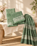 Styled photograph of the unstitched dress material set