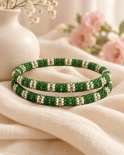 Styled image: Dhani Beaded Bangles on linen