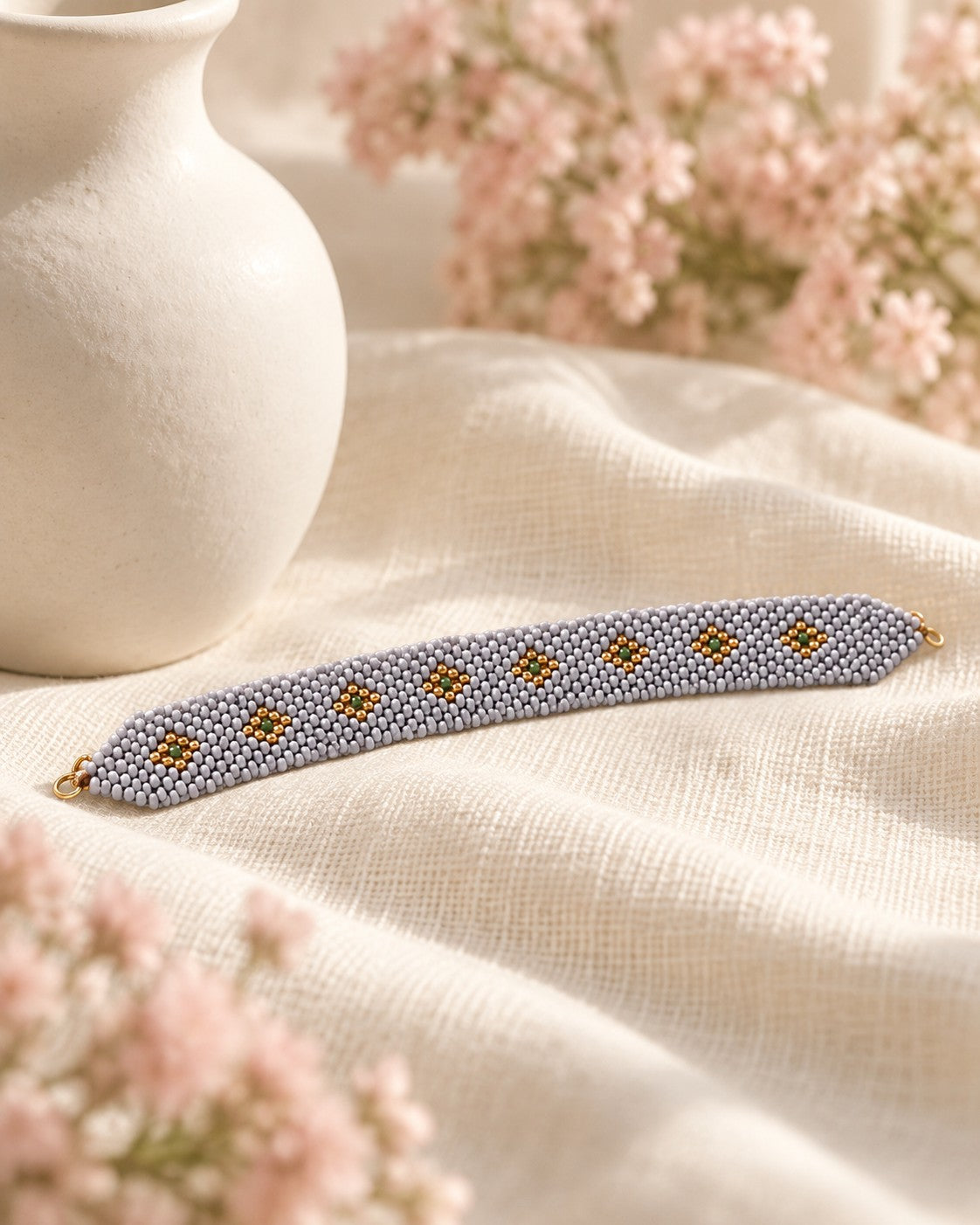 Styled image: Dhuan Beaded Bracelet on linen